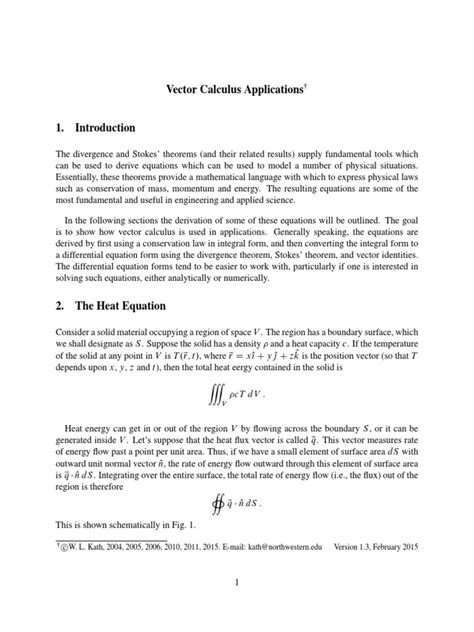 Vector Calculus Applications | PDF | Heat | Flux