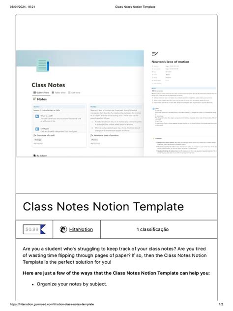 Class Notes Notion Template | PDF