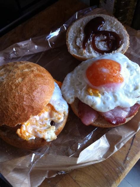 Egg & bacon roll with HP sauce Bacon Roll, Hp Sauce, Bacon Egg, Country ...