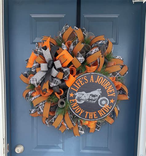 Motorcycle Wreath for Front Door, Everyday Wreath, Man Cave Wreath, Designer Wreath, Wall Decor ...