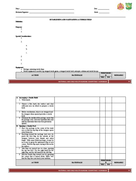 Establishing and Maintaining A Sterile Field Definition:: Action ...