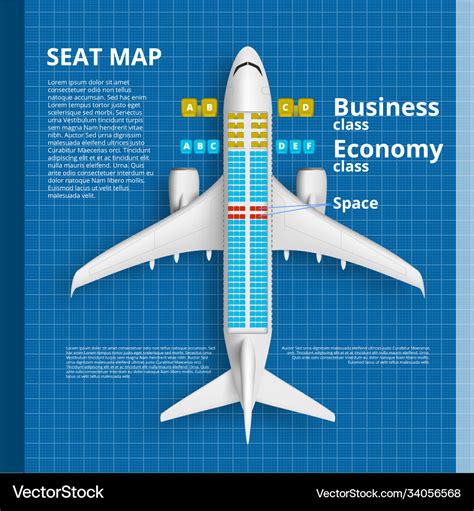 Airplane seat map business or economy class card Vector Image