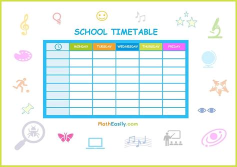 Printable School Timetable Template FREE Download