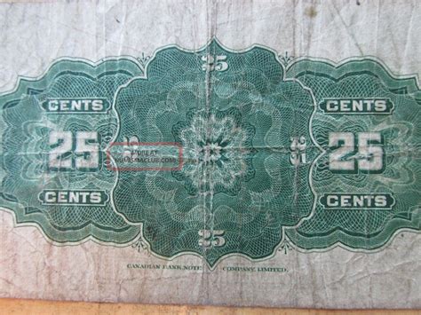 1923 Canadian 25 Cent Paper Money Dominion Of Canada Ottawa