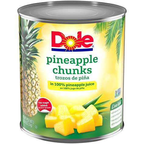 Dole Canned Fruit Chunks In 100% Pineapple Juice Pineapple 106 Oz Can ...