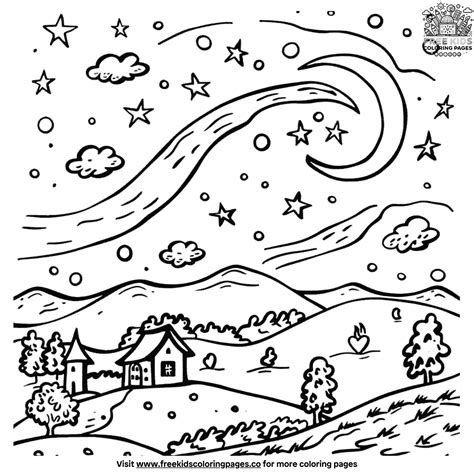 Night Sky Star Coloring Pages