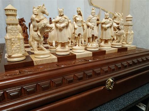 Wooden Chess Set knightskozaki Board - Etsy