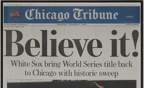 Chicago White Sox 2005 World Series Champions Chicago Tribune - Etsy