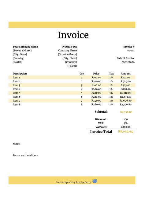 Numbers Invoice Template Free