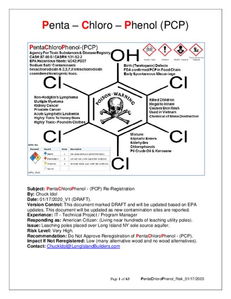 (PDF) PentaChloroPhenol 01.17.2020 V1 DRAFT | Chuck Idol - Academia.edu