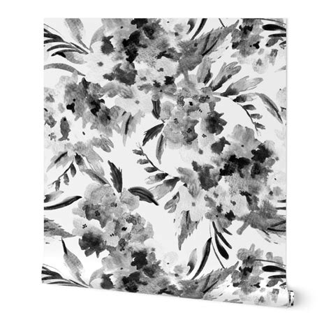 Watercolor abstract black and white Wallpaper | Spoonflower