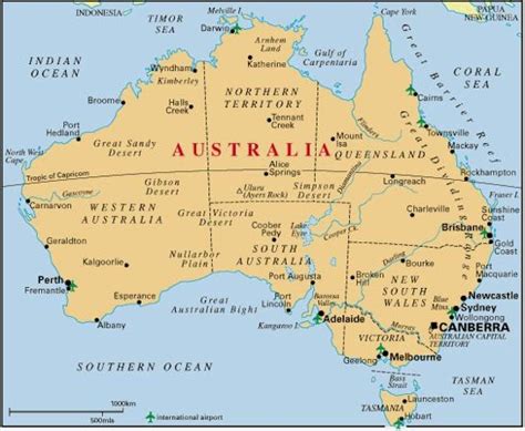 Map of Australia With Cities - Free Printable Maps