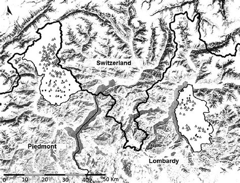 Location of trombiculosis-negative (triangle symbols) northern chamois... | Download Scientific ...