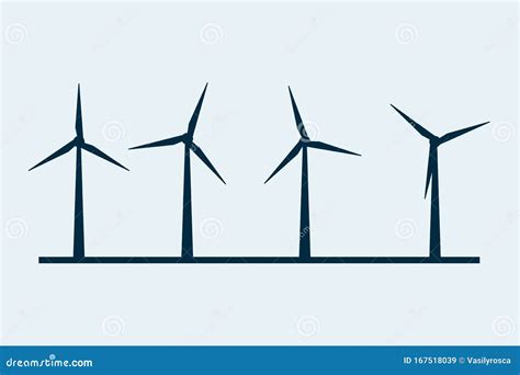 Wind Vector Turbine Icon. Wind Power Energy Turbine Silhouette ...