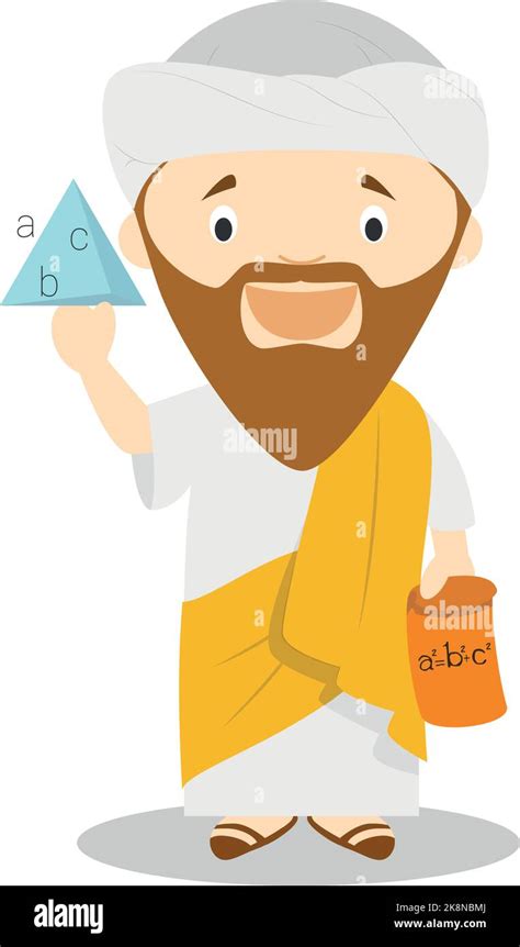 Pythagoras cartoon character. Vector Illustration. Kids History ...