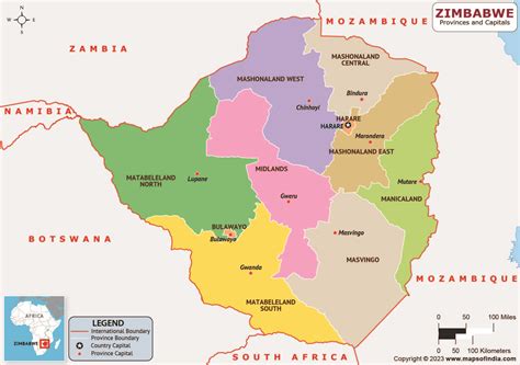 Zimbabwe Provinces and Capitals List and Map | List of Provinces and ...