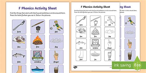 'F' Phonics Worksheet | Literacy Resources (teacher made)