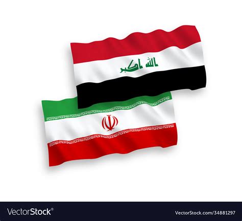 Flags iraq and iran on a white background Vector Image