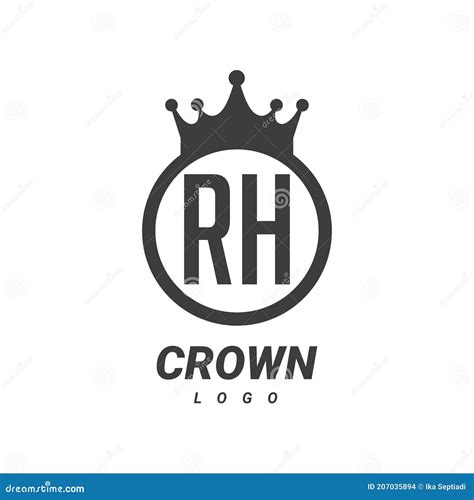 RH Letter Logo Design with Circular Crown Stock Vector - Illustration ...