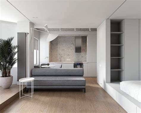 Two Minimalist Studio Apartments Making Statements with Shape Apartment ...