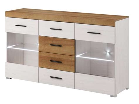 Falco Glass Sideboard Oak Riviera 150 Fast Delivery | Msofas