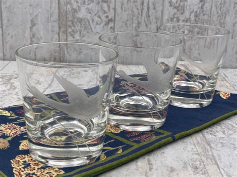 Vintage Duck Crystal Glasses, Waterfowl Collectible, set of 3