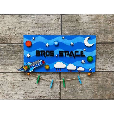 Space theme boys kids nameplate