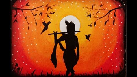 Lord Krishna Janmashtami drawing with Oil Pastels | Abstract painting easy, Shadow painting ...