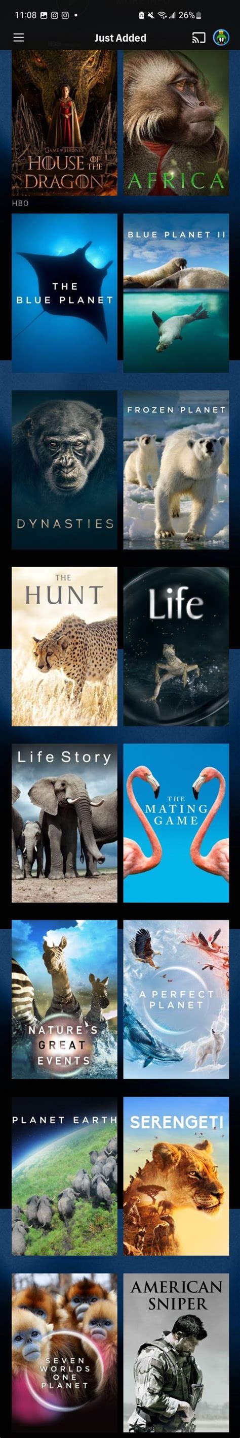 HBO Max recently added those BBC nature documentaries form Discovery+ ...