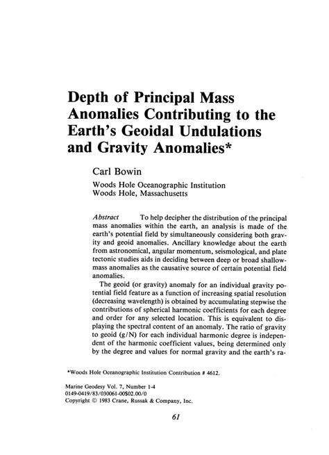 (PDF) Depth of principal mass anomalies contributing to the Earth's geoid undulations and ...