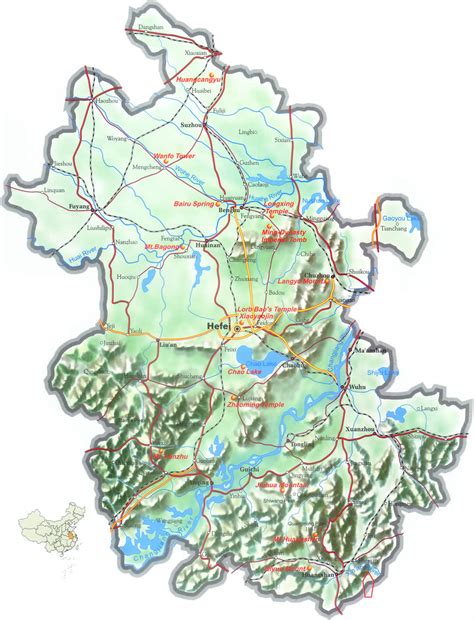 Anhui Guide Map - Anhui • mappery