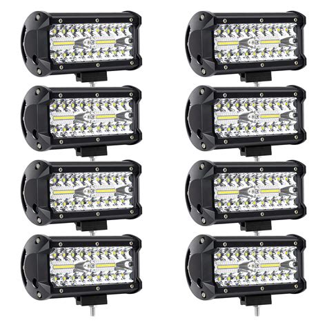 Buy 8Pcs 240W LED Light Bar LED Pods 7 Inch LED Work Light Off Road ...