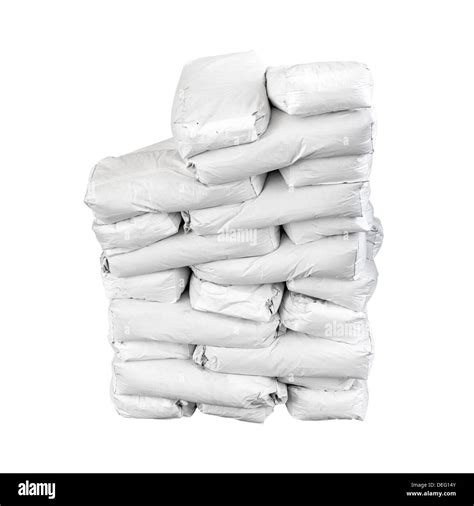 Stack of paper bags with cement isolated on white Stock Photo - Alamy