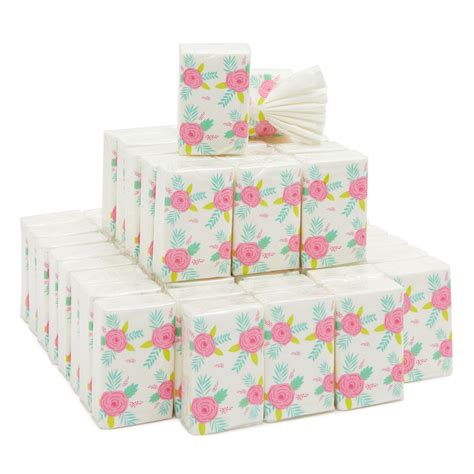 60 Pack Small Individual Tissue Packs for Wedding Party Favors, Travel-Size Pocket Tissues, Bulk ...