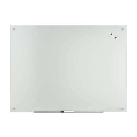 TRU RED 4' x 3' Premium Magnetic Tempered Glass Dry Erase Board, White ...