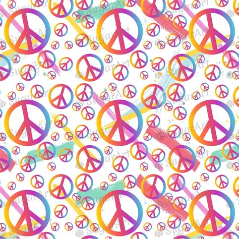 Colorful Peace Symbols Background - Icing - ISA097 – Sugar Art