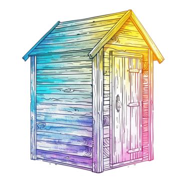 Rainbow Gradient Line Drawing Cartoon Wooden Shed, Wood, Wooden, Shed PNG Transparent Image and ...