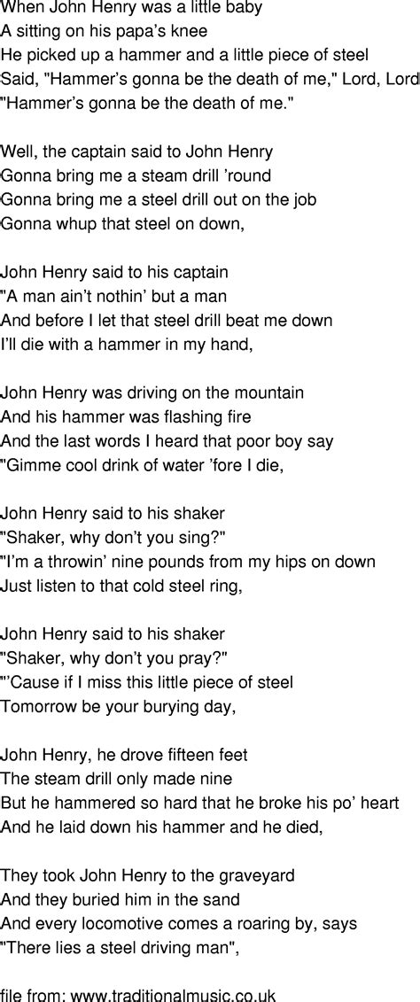 Old-Time Song Lyrics - John Henry