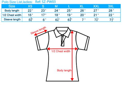 polo t shirt size chart, polo t-shirt size guide, mens polo t shirt sizing chart, women's polo t ...