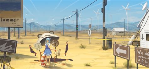 anime girls, desert, sky, blue hair, anime, HD Wallpaper | Rare Gallery