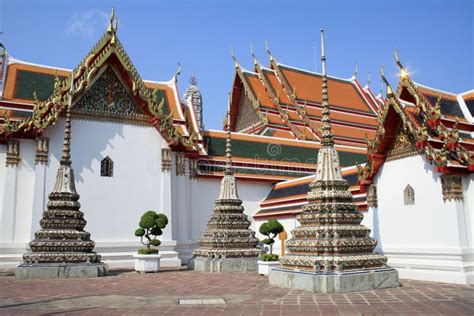 07 February 2019, Bangkok, Thailand, Wat Pho Temple Complex. Buddhist Stupas and Architectural ...