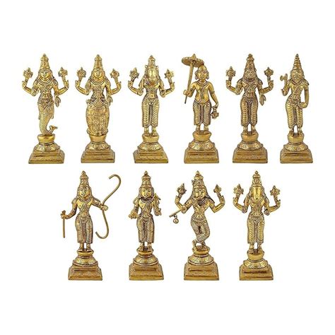 Buy Artvarko Brass Dashavatara Dasavatharam of Lord Vishnu Statues Ten Incarnations Avatars Idol ...