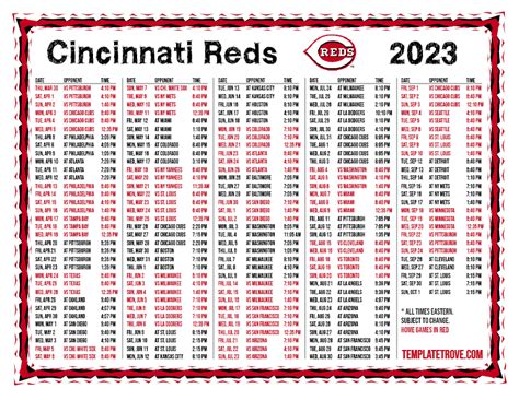 Cincinnati Reds Schedule 2023 Printable - 2024 Printable Calendar