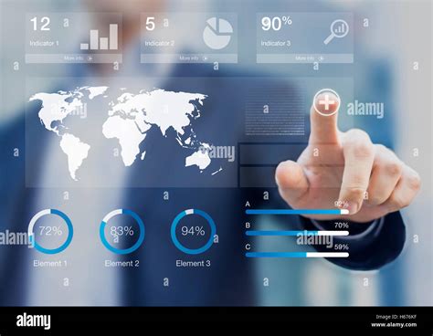 Consultant presenting a dashboard with key performance indicators and ...