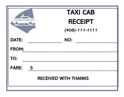 Printable Taxi Receipt - Customize and Print