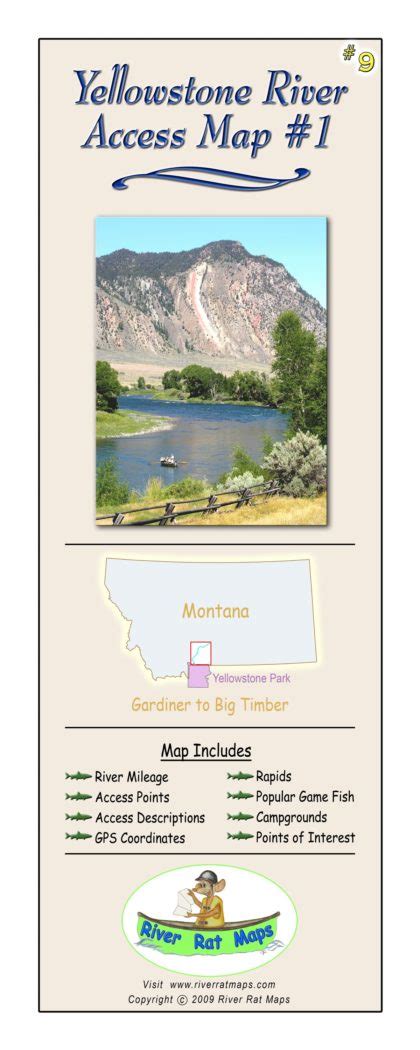 Yellowstone River Map #2 by River Rat Maps for floating and wade fishing