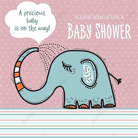 Amusing Elephant Doodle On Baby Shower Card Template Vector, Baby Boy, Scrapbook, Funny PNG and ...