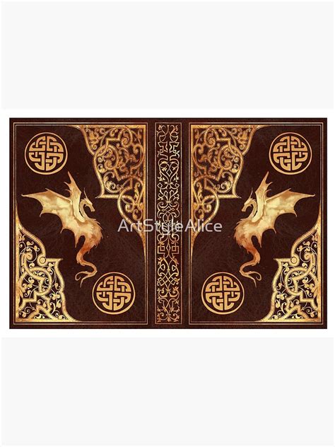 "Old dragon fantasy book red" Hardcover Journal by ArtStyleAlice | Redbubble