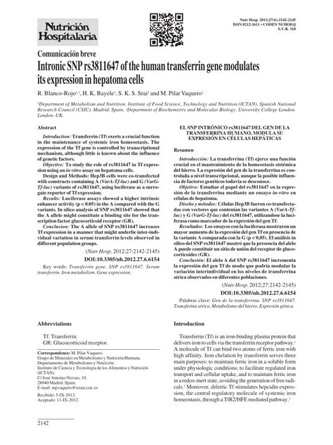 (PDF) Intronic SNP rs3811647 of the human transferrin gene modulates its expression in hepatoma ...