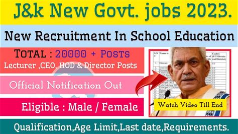 New Recruitment In Education Department 2023 / 10000 + Posts Out / J&k ...